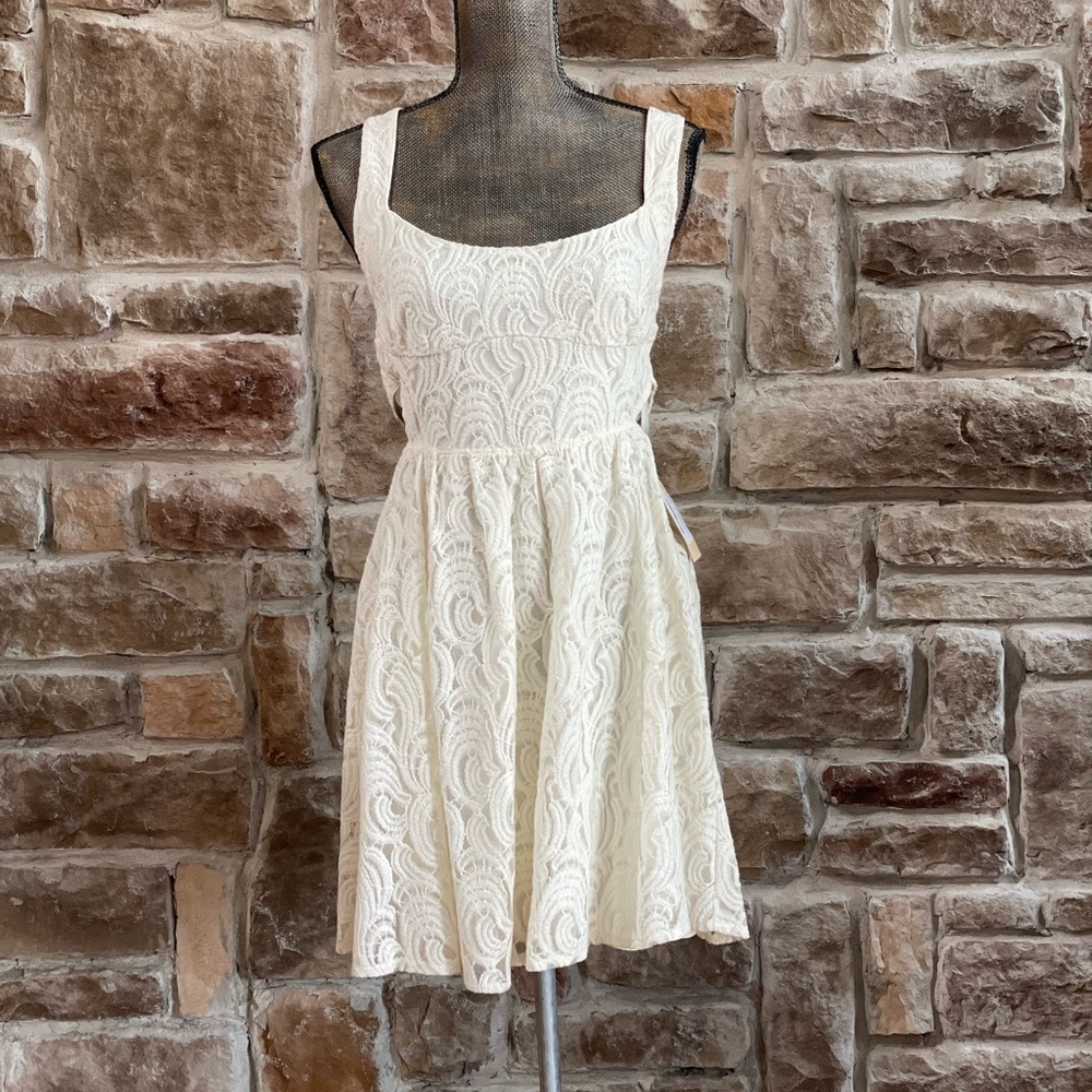 NWOT- Free People Ivory Lace Strappy Back Dress, Size 12
